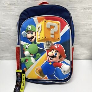 Nintendo Super Mario Characters 17" Kids School Backpack Padded Laptop Sleeve